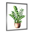 thumbnail image 2 of Designart 'Zamioculcas Tropical Plant With Green Leaves On White' Traditional Framed Art Print, 2 of 4