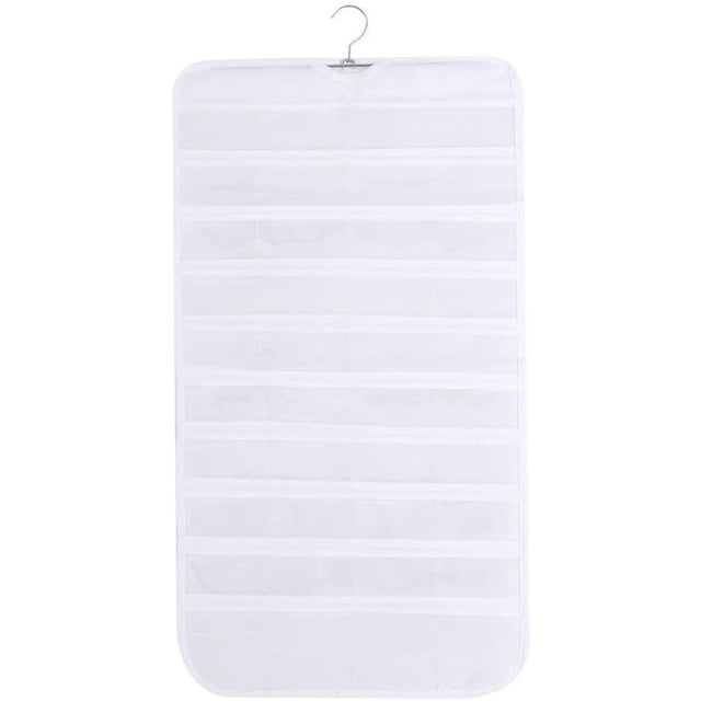 Pockets Hanging Organiser Double Sided Jewellery Holder Hanging Jewellery Organiser with 80 Clear Pockets for Necklaces Bracelets Rings Earrings,White
