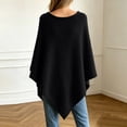thumbnail image 4 of Womens Faux Fur Knit Poncho Cape, Solid Color Asymmetric Hem Loose Shawl, Soft Cozy Transitional Season Casual Layering Outfit, 4 of 6