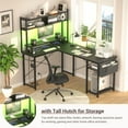 thumbnail image 6 of Homieasy L Shaped Computer Desk with Hutch, Reversible Gaming Desk with Monitor Stand & Storage Shelf, Corner Desks Home Office Desk with Power Outlets & LED Lights, Black, 6 of 8