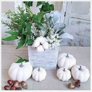 12 Pack Artificial Halloween Foam Pumpkins Decor for Thanksgiving, Halloween Decoration, Fall Harvest, Home & Garden DIY Ornament, White/Green