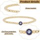 thumbnail image 3 of 5 pulseras de cuentas doradas para mujer, pulseras elásticas ajustables de oro con ojo azul, delicadas pulseras apilables para uso diario, regalos de fiesta para cócteles., 3 of 7