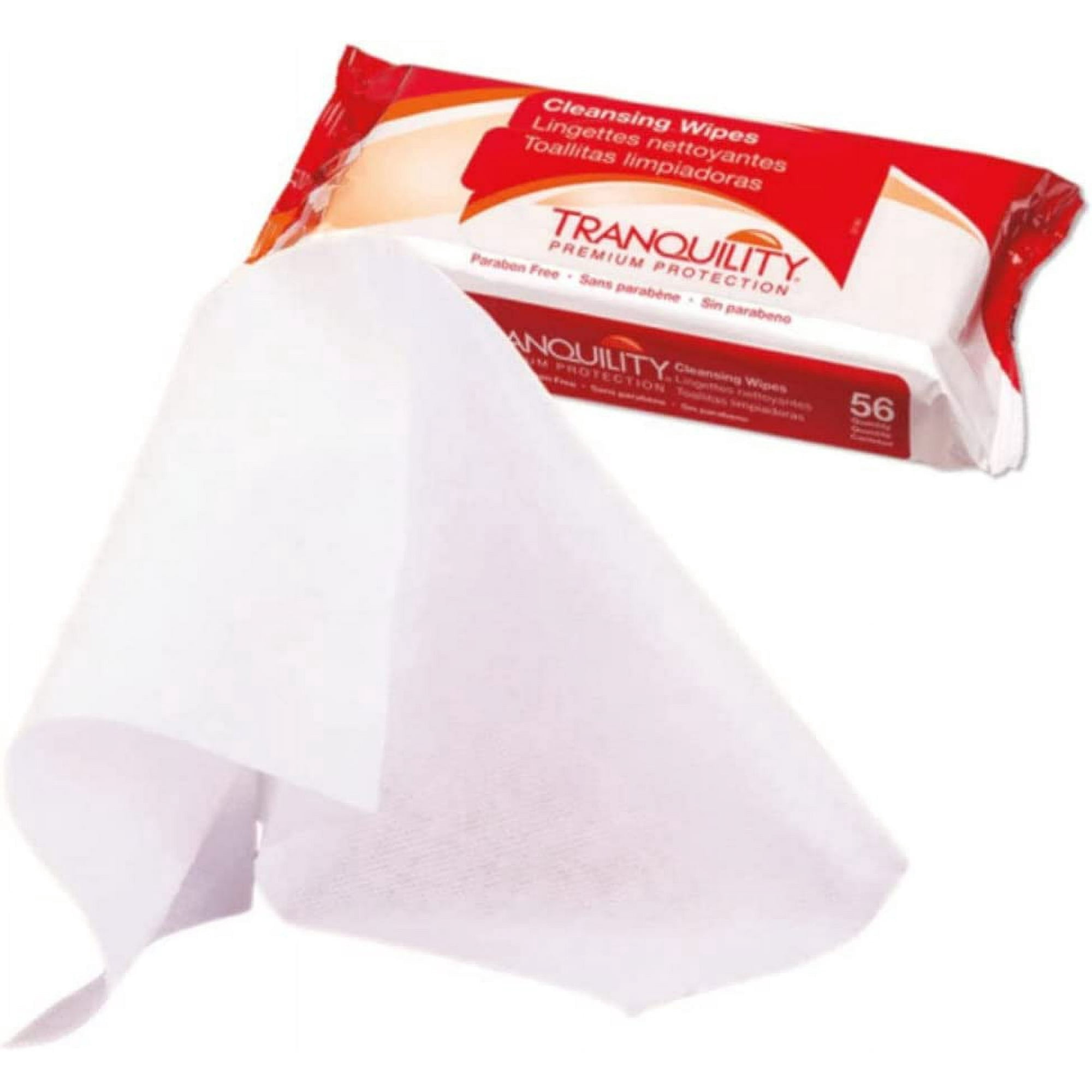 Tranquility Cleansing Wipes, Disposable Wet Washcloths, Aloe Vera, Chamomille, & Vitamin E, Alcohol-Free, Mild Scented, 9"x13", 56ct Bag (Case of 24 Bags)