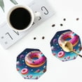 thumbnail image 4 of Naloa Starry Sky Colorful Donut Leather Coasters for Drinks, Durable Drink Coasters 4 Set for Tabletop Protection, Luxurious Home Décor and Housewarming Gift ( {designName})Octagon, 4 of 6