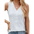 thumbnail image 3 of Women'S Trendy Tank Tops Eyelet Embroidery Sleeveless V-Neck Tank Shirts for Daily Casual White M, 3 of 6