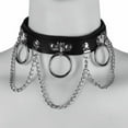 thumbnail image 6 of GKNET Women Gothic Leather Punk Choker O-Ring Chain Spike Rivet Buckle Collar Necklace-Type B, 6 of 8