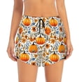 thumbnail image 4 of Lsque Autumn Pumpkin Blossoms Printed Women's Running Shorts with Liner Pockets,Elastic Quick Dry Workout Athletic Gym Yoga Shorts,Womens High Waist Shorts-XX-Large, 4 of 9