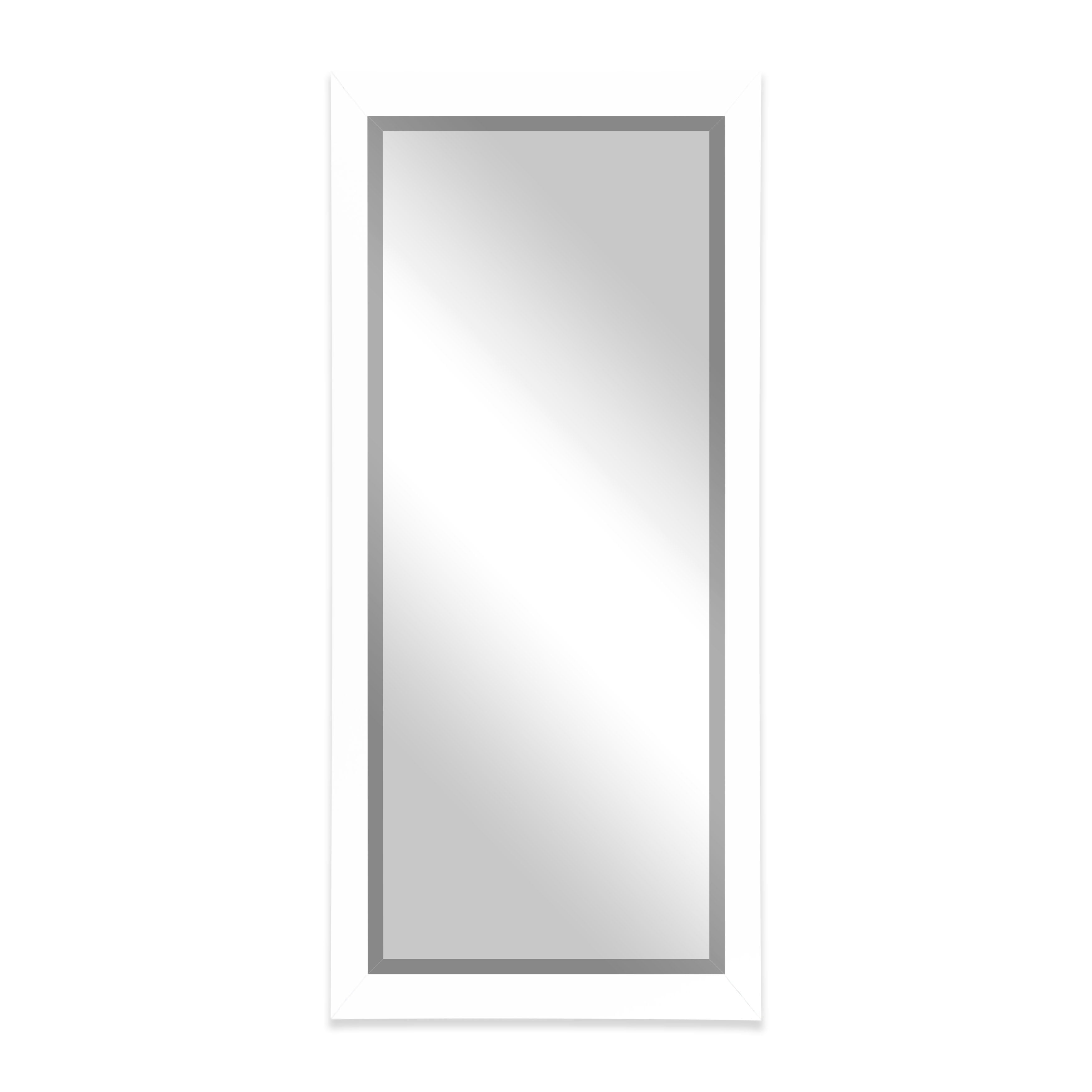 Rayne Beveled Full Length Wall Mirror 65.5"x32" Floor Mirror Gloss White