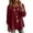Wine, variant on Setooff Cotton Linen Peplum Long Sleeve Blouses for Women, Round Neck Raglan Shirred Shirts, Solid Loose Plus Size Casual Fall Tops for Women