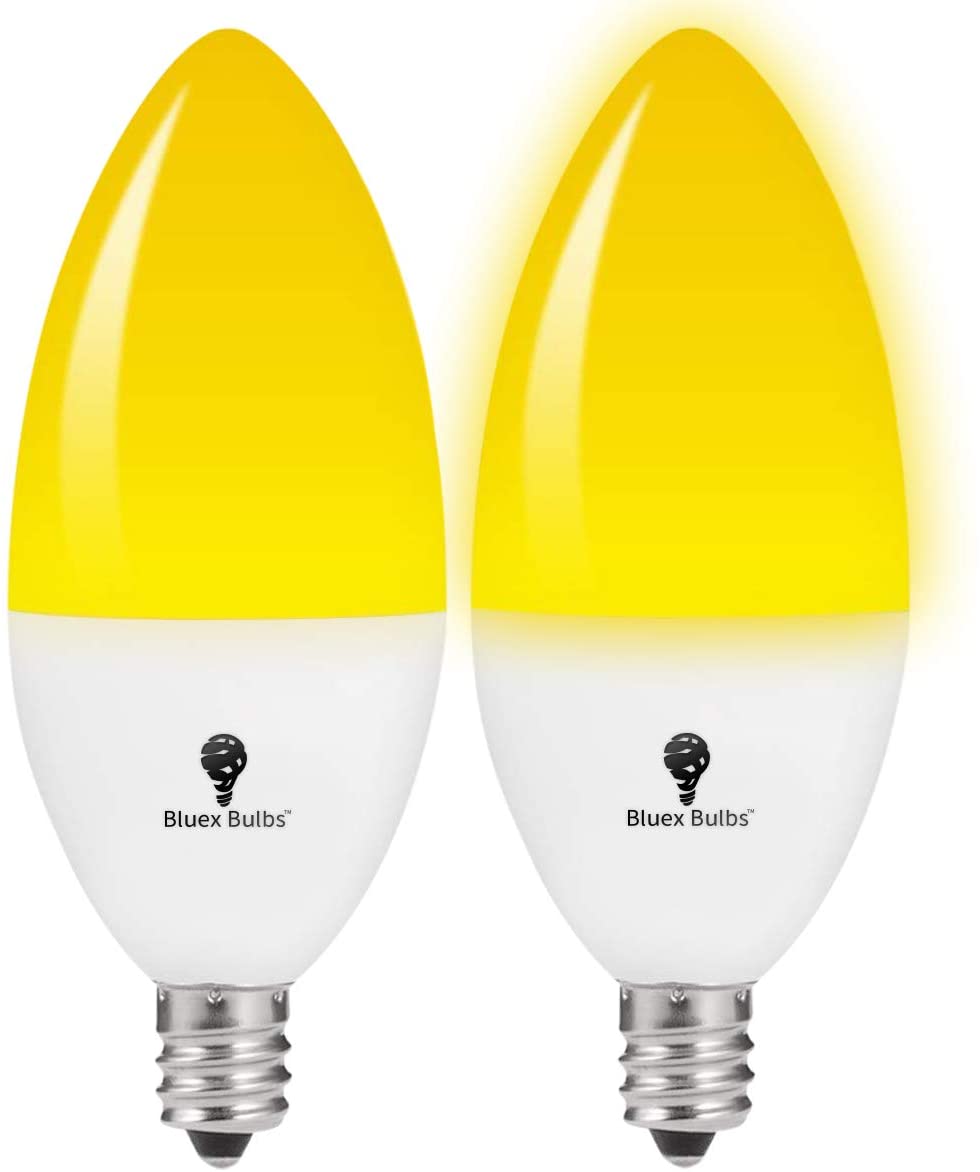 2 Pack LED Dusk to Dawn 6W E12 Bug Light Bulbs, Yellow Bulb, - 65W ...