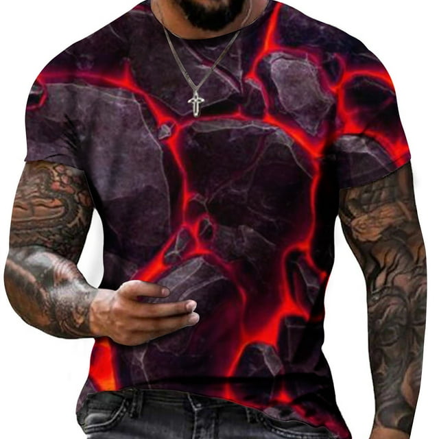 Styesk T-Shirts pour Homme Décontractés Mode Col Rond Chandail Imprimé T-Shirt Manches Courtes Hauts