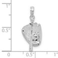 thumbnail image 2 of Million Charms 925 Sterling Silver Sports Charm, Polished 3D Baseball, Bat and Glove Pendant, 2 of 2