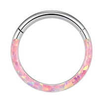 ZTTD Fashion 16G Opal Septum Rings Hoop Nose Ring Lip Rings Stainless Steel Hinged Segment Ring Seamless Ring Cartilage Earrings Hoop Tragus Septum Piercing Jewerly