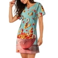 thumbnail image 2 of Balery Floating Colorful Cereal Camisón de manga corta con cuello redondo para mujer, cómodo y elegante., 2 of 6