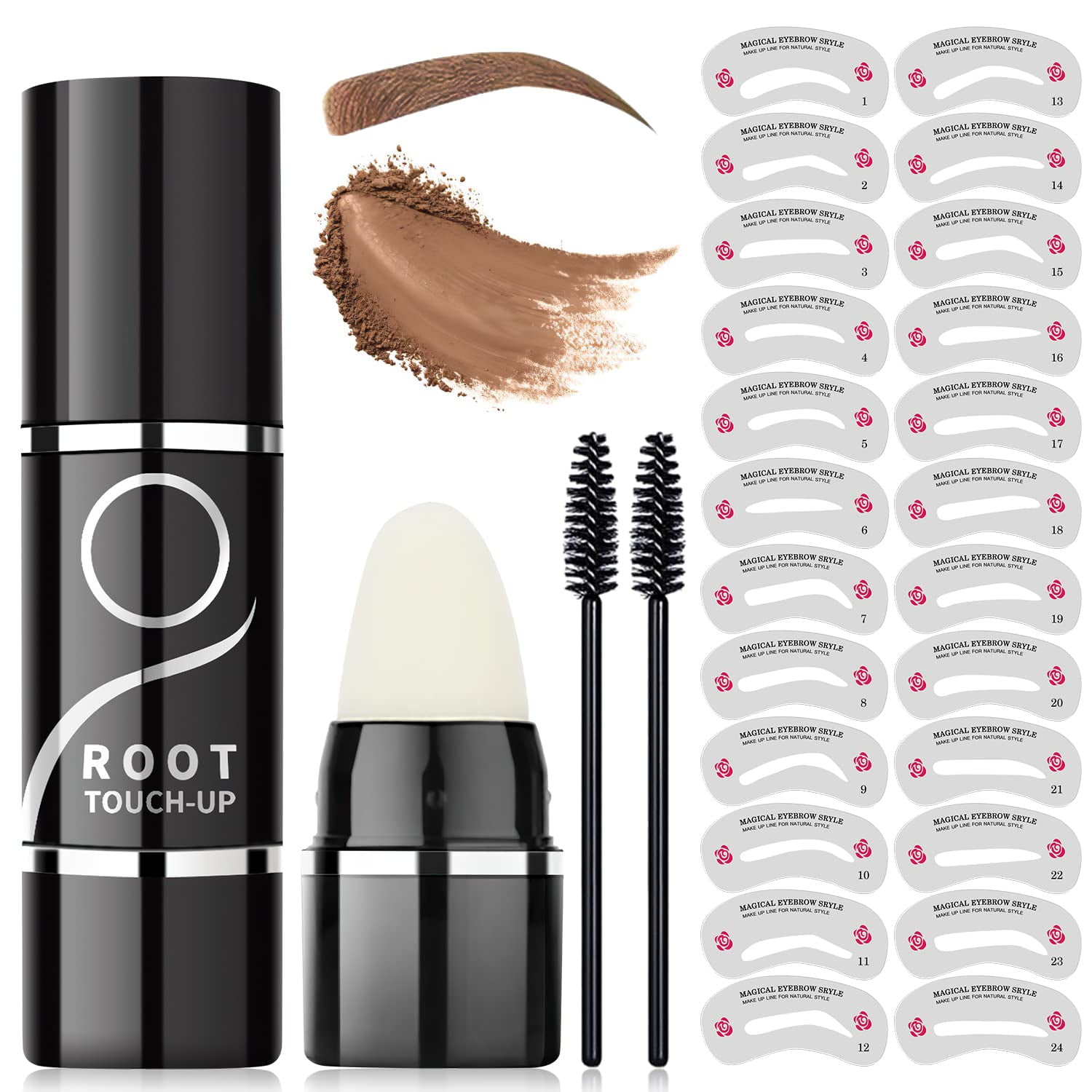 Lexvss Eyebrow Stamp Stencil Kit, Waterproof Brow Trio with 24 Stencil