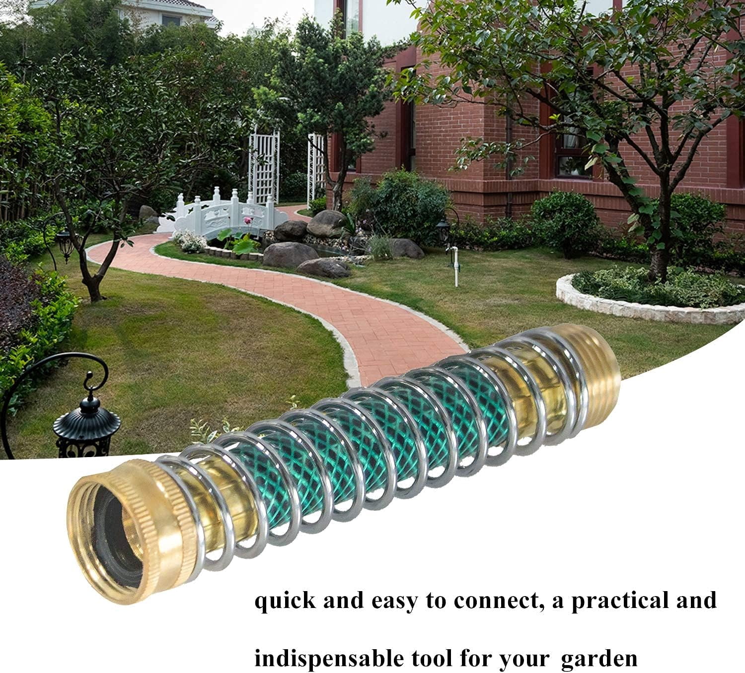 Garden Hose Coil Spring Kink Protector Aluminum Quick Connect Release Fitting