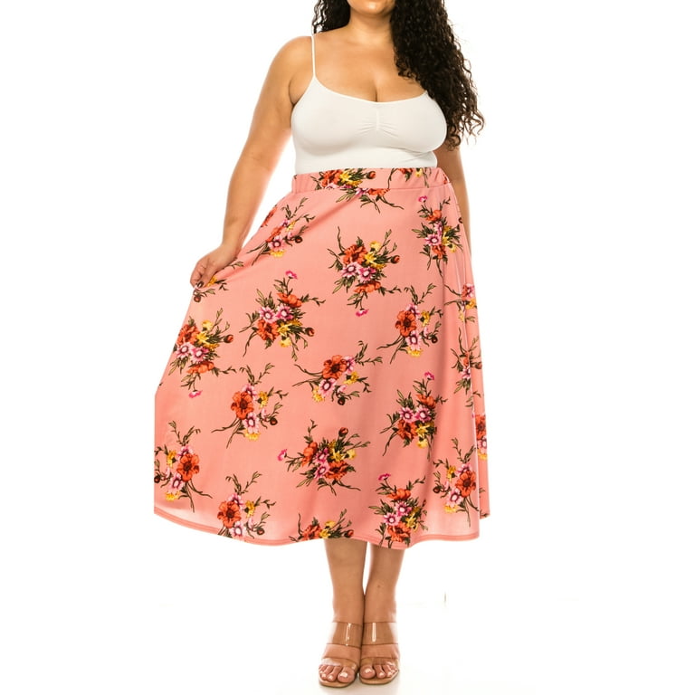 Plus size clearance midi skirt elastic