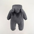 thumbnail image 4 of QUYUON Unisex Baby Fleece Jumpsuits Infant Baby Boy Girl Thicken Warm Hooded Romper Snap Closure Lightweight Long Sleeve Fleece Bodysuits Fall Winter Outfits Clothes Dark Gray 3 Months, 4 of 5