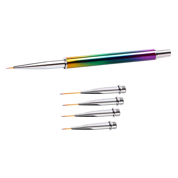 Guardurnaity Pluma de dibujo de pintura de uñas reemplazable Juego de pluma de arte de uñas de línea de gancho de flor portátil con 5 cabezas de pluma de cuidado de los oídos Guardurnaity CE002466-00