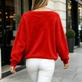 thumbnail image 4 of vzibsiv Going Out Tops for Women Off The Shoulder Fuzzy Long Sleeve Sweatershirt Oversized Cozy Casual Pullover Red Size L, 4 of 7