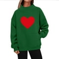 thumbnail image 4 of GuzomFashion Valentine's Day Womens Mock Neck Graphic Sweatshirt, Green with Red Heart, Oversized Pullover with Kangaroo Pocket, Soft Polyester S-XL,Size XL, 4 of 5