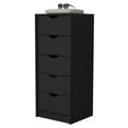thumbnail image 3 of Logan Black 5 Narrow Drawer Dresser,Black Wood Furniture Bedroom Dressers Chests Wardrobes, 3 of 8