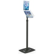 Literature Floor Stand, 8.5" x 11" Magazine Tray, Height Adjustable, with Sign Holder (Black) (M2XLSHBLK)