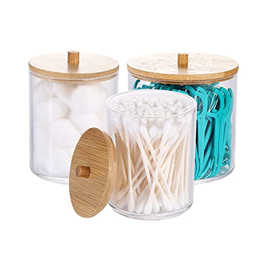 Lipstick Holder for Cotton Balls mDesign Plastic Makeup Organizer Storage Canister Box with 3 Sections and Lid for Bathroom Vanity Countertops Swabs Rounds Clear//Chrome