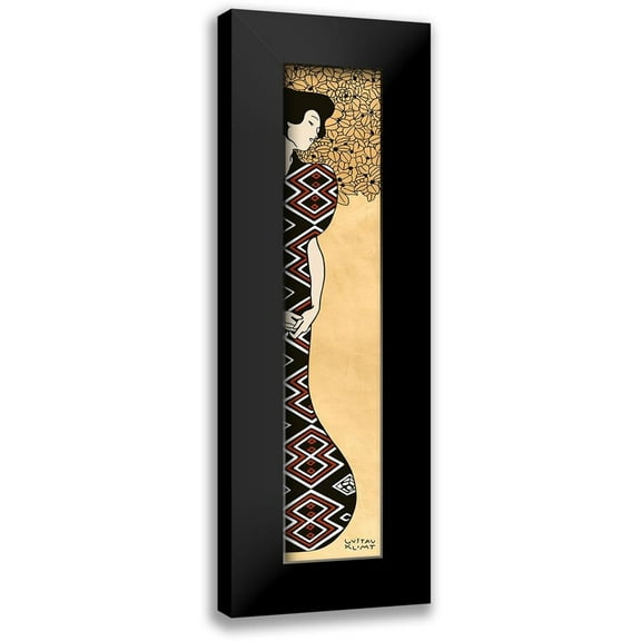 Gustav, Klimt 6x14 Black Modern Framed Museum Art Print Titled - Woman and Tree I (Gold)