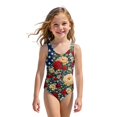 thumbnail image 5 of Girls One Piece Swimsuits Size 10-12 Swim Bikini Sets Patriotic American Flag Floral Print Summer Sleeveless Beach Vacation Happy Festival Bathing Suit Multicolor 2-3 Years, 5 of 6