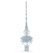 Dimensional White Jewels on White Blown Glass Christmas Tree Topper 11 Inches