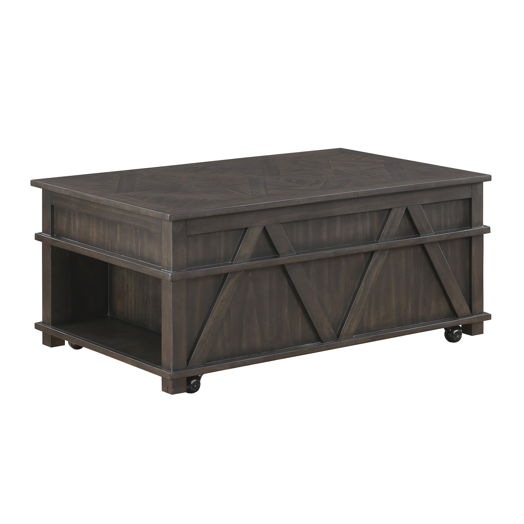 OakvillePark Lior Lift Top Coffee Table with Hidden Compartments and Casters, Brown