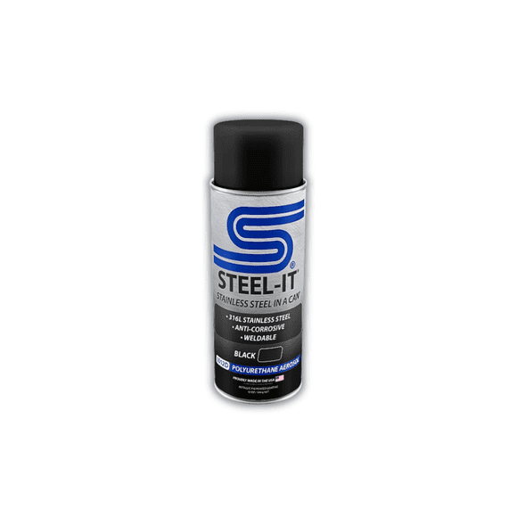 STEEL-IT 1012D Stainless Steel Polyurethane Aerosol Spray Paint Weldable UV-Resistant Anti-Corrosion Protective Coating for Metal Automotive Furniture Industrial and Touch-Up Use, 12 oz. (Black)