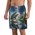 thumbnail image 2 of Zufioo Largemouth Bass Jumping Out of The Water for Men's Casual Beach Shorts, Sports Fitness Quick-drying Drawstring Shorts with Pockets for Home Wear-X-Large, 2 of 6