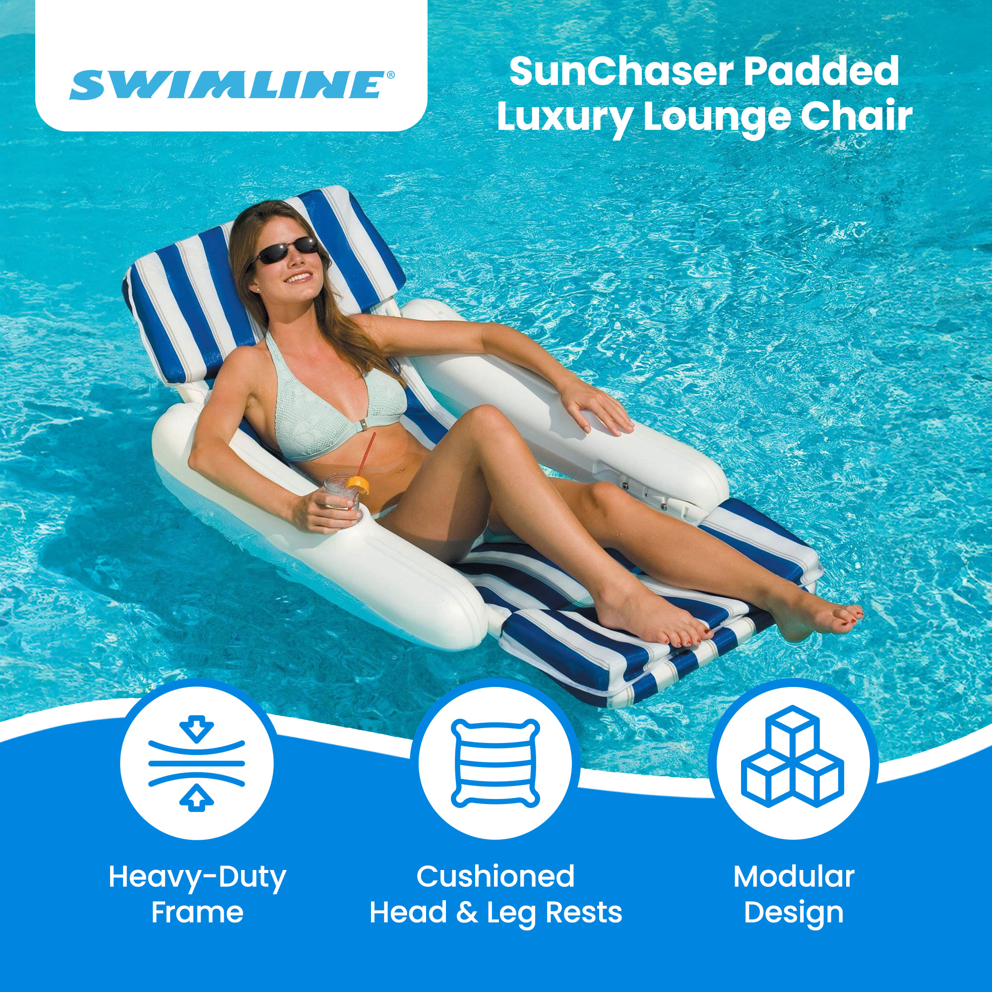 Swimline Sunchaser Padded Floating Lounger - image 2 of 9