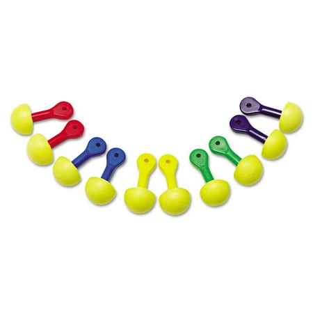 3M E A R Express Asst Colored-Grip Pod Plugs, Cordless, 25NRR, YW/Asst, 100 Pairs