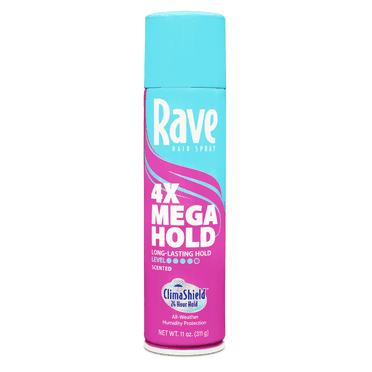 Rave 4X Mega Hold Scented Hair Spray, All-Weather Protection with Vitamin-Rich Formula, 11 oz