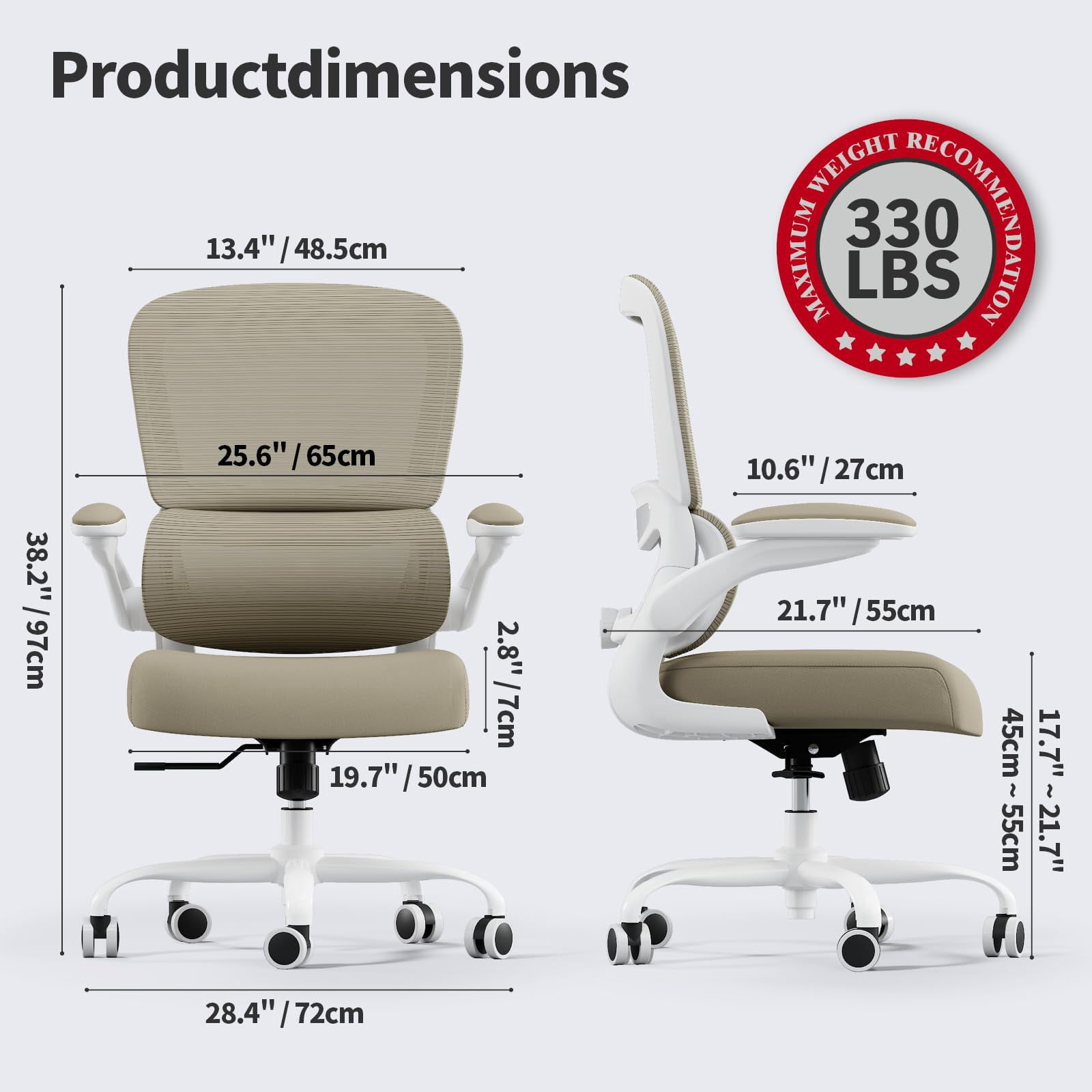 Office Chair - Ergonomic Desk Chair with Adjustable Lumbar Support, Mesh Computer Chair, Executive Chairs for Home Office Comfortable Lumbar Support (Black)