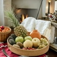 thumbnail image 2 of Rattan Serving Tray with Handles, - Round Woven Organizer Basket Tray Wicker Home Decorative Tray for Storage Snacks - 32x5cm, 2 of 12