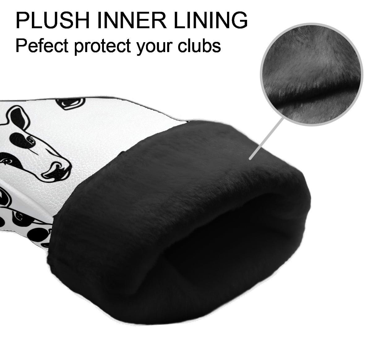 Golf Club Covers PU Leather Waterproof Head Covers for Fairway Woods Hybrids Cow Head