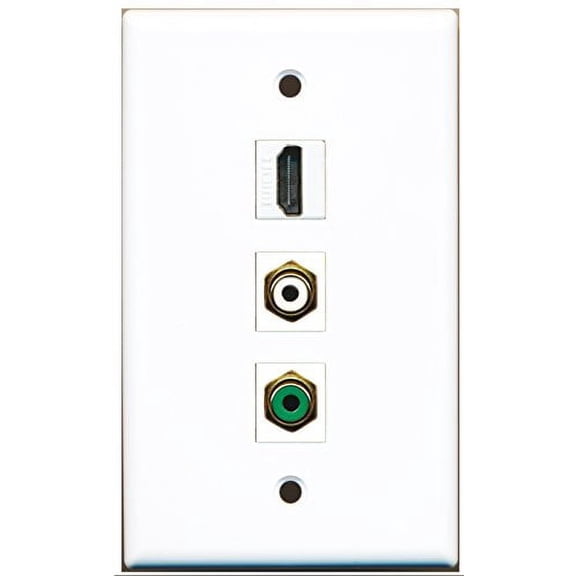RiteAV - 1 Port HDMI and 1 Port RCA White and 1 Port RCA Green Wall Plate