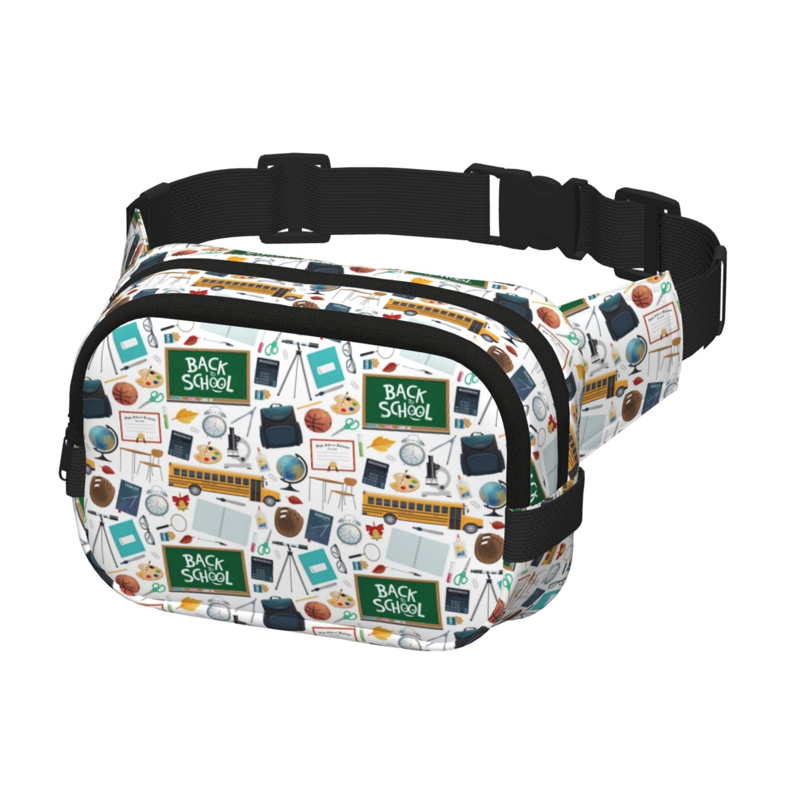 Picia Back To School A Print Square Double-Layer Waist Bag Mini Adjustable Waist Belt Bag Exercise Running Travel Hiking