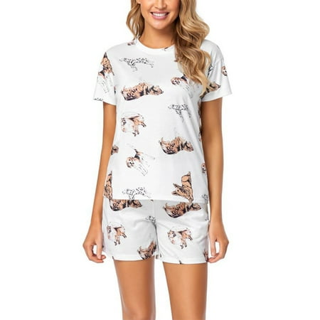 

Colisha Women Nightwear 2 Pieces Outfits Lounge Set Tie Dye Sleepwear Casual Dailywear Short Sleeve Pajamas Sets Dog S