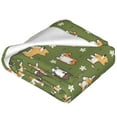 Bingfone Shiba Inu Dog And Flower Print Flannel Fleece Blanket Throw