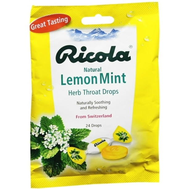 Ricola Herb Throat Drops Natural Lemon Mint 24 Each (Pack of 6