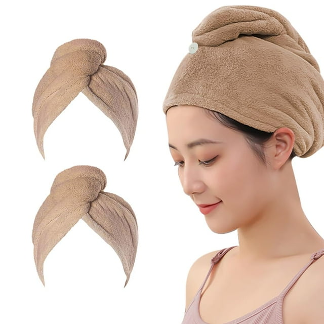 Agkxhdec Toalla De Microfibra Turbantes Para El Cabello Para Secar El Cabello Húmedo Envoltura Para El Cabello Para Mujeres (El Color De La Imagen Es Solo Como Referencia) (Marrón Marrón)