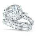 thumbnail image 3 of Art Deco Vintage CZ Wedding Engagement Bridal Ring Set for Women Size 5, 3 of 5
