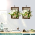 thumbnail image 4 of Artificial Hanging Peony Hydrangea with Wooden Frame & Faux Pothos Vine, Fake Floral Wall Easter Decor Set for Living Room/Bedroom/Office, Greenery Hanging Bonsai for Home Styling, 9*6in, White, 4 of 7