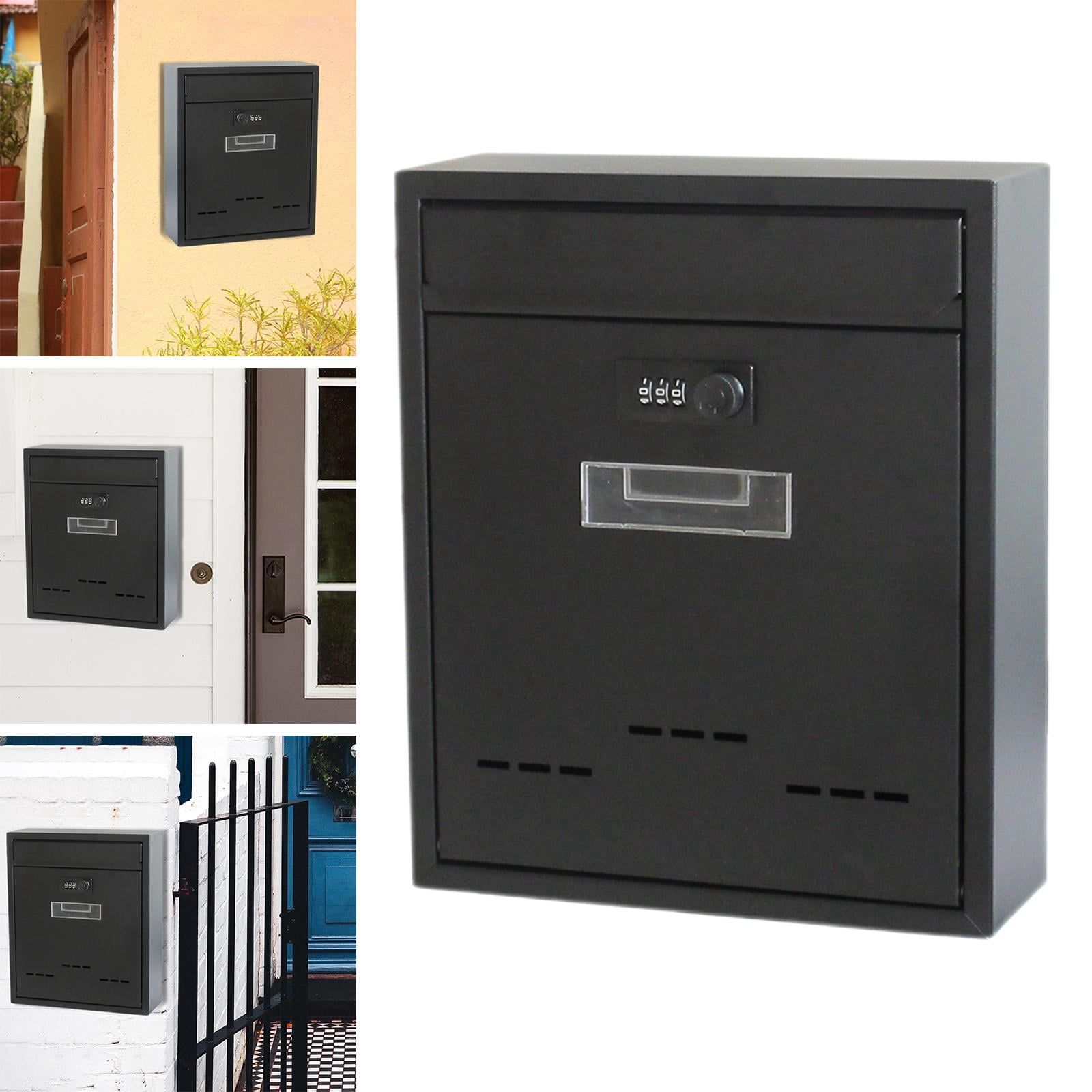 Metal Wall Mount Mailbox Lockable Post Letter External Retro Style Iron Large Capacity Letterbox for Townhouse, , Home, Office , Password, 26cmx9cmx31cm Password