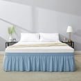 thumbnail image 2 of Wrap Around Bed Skirts 15" Drop, Fully Elastic Dust Ruffle, Soft and Luxury, Fade Resistant, Machine Washable Luxurious Fabric, Olympic Queen Size - Light Blue Solid., 2 of 4